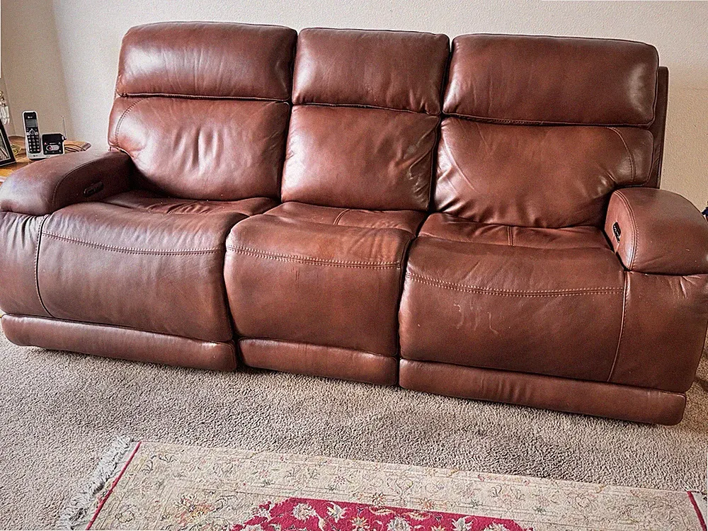 Camel Brown Recliner Couch